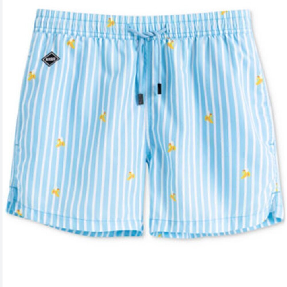 Nikben Striped Banana print Swim Trunks Shorts Size M